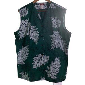 Honua Womens 3X Sleeveless Green Hawaiian Aloha Shirt